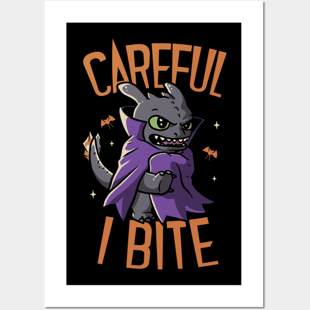 Careful I Bite Funny Cute Spooky Wall Art by eduely